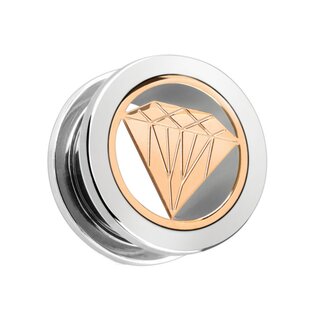 Flesh Tunnel - Steel - Silver - Rose Gold - Diamond - 14 mm