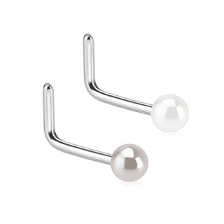 Nose Stud curved - Silver - Pearl
