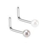 Nose Stud curved - Silver - Pearl