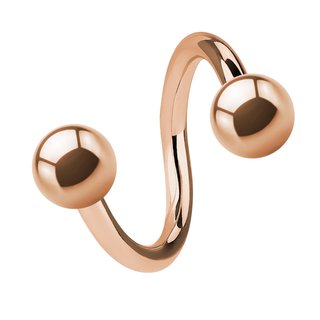 Spiral Piercing - Steel - Rose Gold - [03.] - 1.2 x 10 mm (Balls: 3mm)