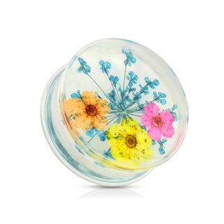 Silhouette Ear Plug - Dried Flower - Blue - 19 mm