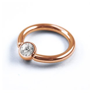 Ball Closure Ring - Rose Gold - Crystal - Clear - [01.] - 1.2 x 8 x 3 mm