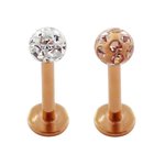 Labret Piercing - Rose Gold - Multi-Crystal - [2.] -...