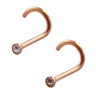 Nose Stud curved - Rose Gold - Crystal - [02.] - light peach