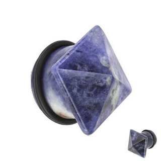 Ear Plug - Sodalite - Blue - Pyramid - 6 mm