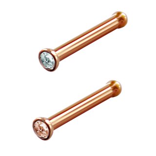 Nose Stud straight - Rose Gold - Crystal