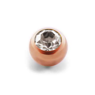 Piercing Ball - Steel - Rose Gold - Crystal - Clear - with Screw