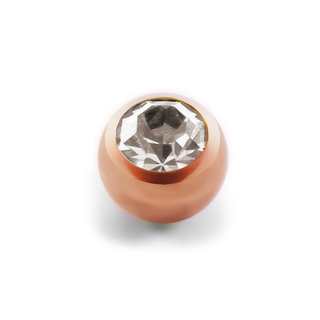 Piercing Ball - Steel - Rose Gold - Crystal - Clear - with Screw - [01.] - 1.2 x 2.5 mm