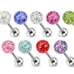 Barbell Piercing - Silver - Crystals - Epoxy Cover