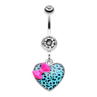 Bananabell Piercing - Heart - Leopard - Ribbon - Turquoise