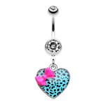 Bananabell Piercing - Heart - Leopard - Ribbon - Turquoise
