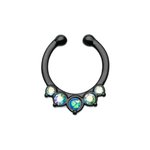 Fake Septum Piercing - Black - Crystals - Opalite