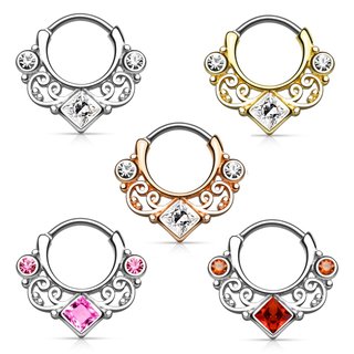Septum Clicker - Ring - Ornament - Crystal - Square