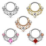 Septum Clicker - Ring - Ornament - Crystal - Square -...