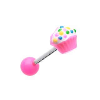 Barbell Piercing - Silver - Cupcake - Pink