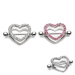 Nipple Piercing - Steel - Heart - Crystals