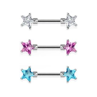 Nipple Piercing - Steel - Crystals - Stars
