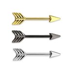 Nipple Piercing - Steel - Arrow - [02.] - black