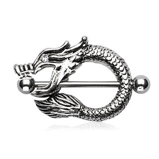Nipple Piercing - Steel - Silver - Dragon