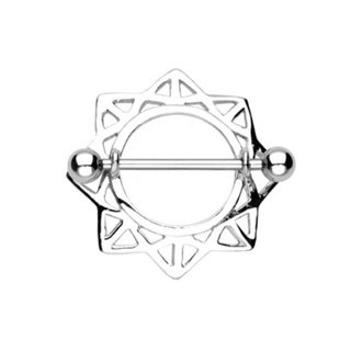 Nipple Piercing - Steel - Silver - Ornamented Star