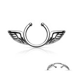 Fake Nipple Piercing - Steel - Silver - Wings