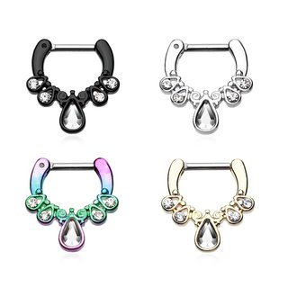 Septum Clicker - Silver - Crystals - Drop - [03.] - colorful