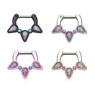 Septum Clicker - Silver - Crystals - Bits - [03.] - pink