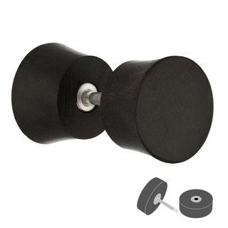 Piercing Fake Plug - Wood - Black - Conical