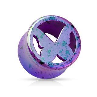 Flesh Tunnel - Acrylic - Purple - Butterfly