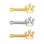 Nose Stud straight - Steel - Crown [02.] - silver