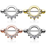 Nipple Piercing - Steel - Crystals - Pointed [01.] - silver