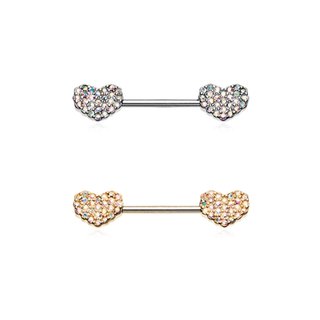 Nipple Piercing - Steel - Crystal-Heart