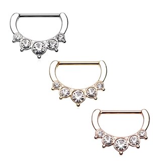 Nipple Piercing - Clicker - Crystals - Big [03.] - rose gold
