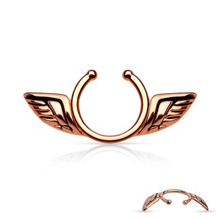 Fake Nipple Piercing - Steel - Rose Gold - Wings
