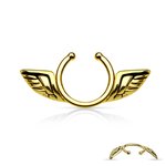 Fake Nipple Piercing - Steel - Gold - Wings