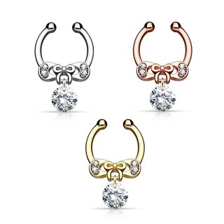 Fake Septum Piercing - Ribbon - Crystal [03.] - gold