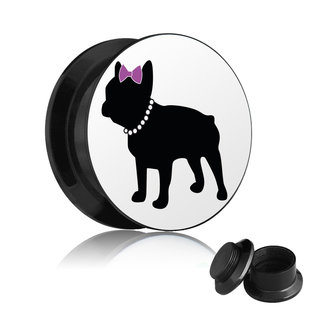 Picture Ear Plug - Screw - French Bulldog - Woman 10 mm