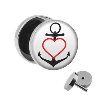 Picture Fake Plug - Anchor - Heart - Red