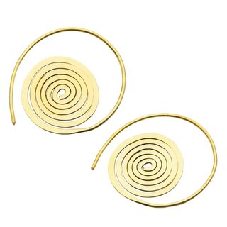 Flesh Tunnel Hoop Earring - Brass - Swirl