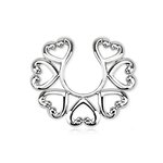 Fake Nipple Piercing - Steel - Ring - Silver - Hearts