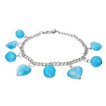 Bracelet - Silver - Pearls - Blue - Hearts