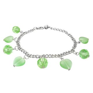 Bracelet - Silver - Pearls - Green - Hearts