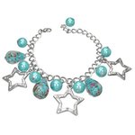 Bracelet - Silver - Stars - Pearls - Blue
