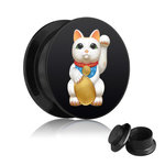 Picture Ear Plug - Screw - Lucky Cat