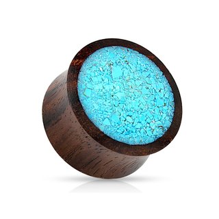 Ear Plug - Wood - Cracked Turquois 6 mm