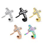 Nose Stud curved - Cross - Crystals