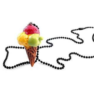 Necklace - Black - Ice Cream Cone