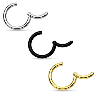 Segement Ring Piercing - Clicker - 1.2mm x 6mm - [01.] - silver