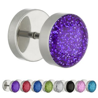 Piercing Fake Plug - Silver - Crystal - Glitter