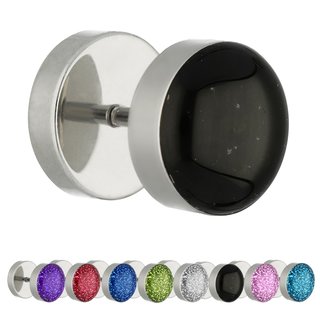 Piercing Fake Plug - Silver - Crystal - Glitter
